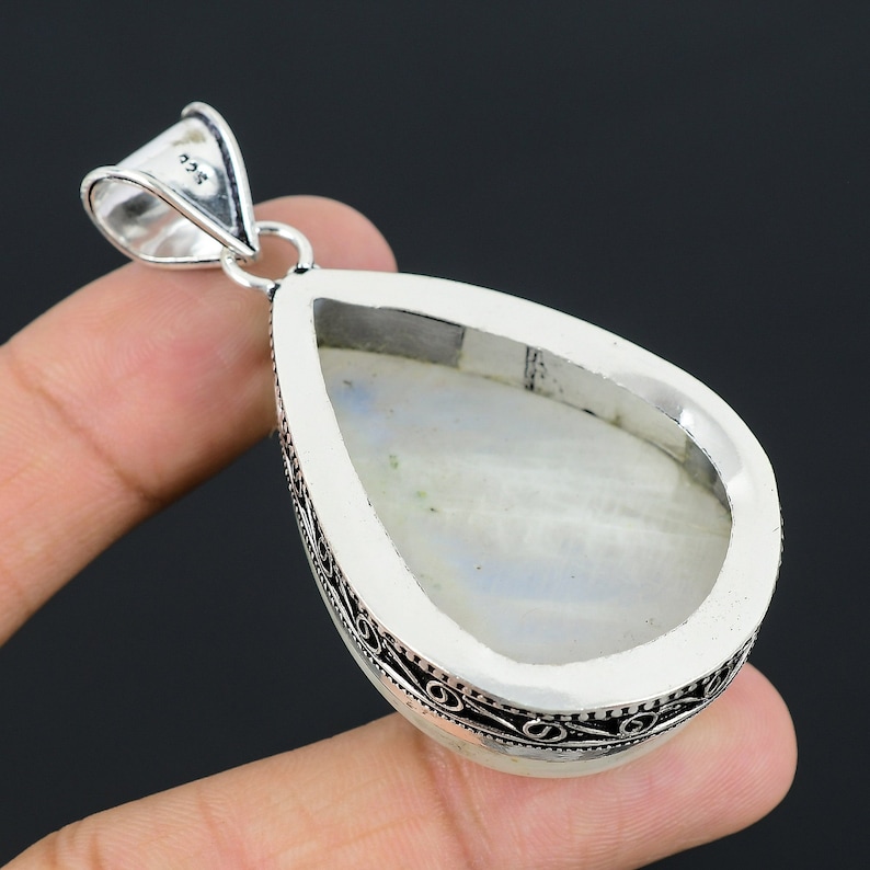 Rainbow Moonstone Gemstone Pendant Pendant 925 Sterling Silver Pendant Moonstone Pendant Jewelry Designer Pendant Antique Gemstone Pendant image 5