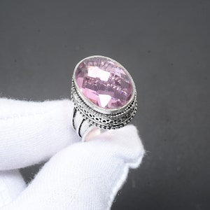 Pink Kunzite Ring Pink Kunzite Gemstone Handmade 925 Sterling Silver Ring For Anniversary Gift Ring For Mom Kunzite Ring For Wedding Gift