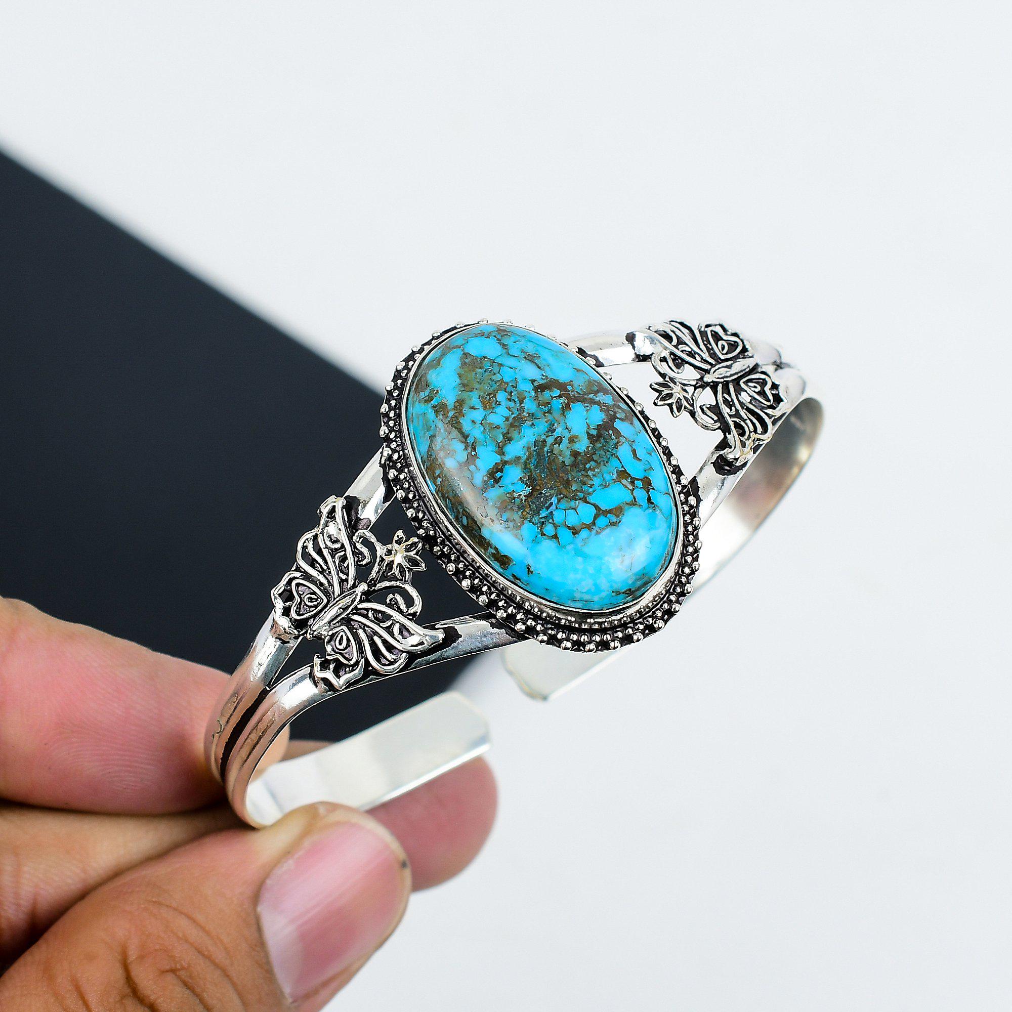 Antique Silver Turquoise Bangle - Etsy