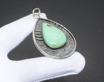 Natural Lemon Chrysoprase,Garnet and River Pearl 925 Sterling Silver Pendant 2 1/2 Q1052 Natural Lemon Chrysoprase,Garnet and River Pearl 925 Sterling Silver Pendant 2 1/2 Q1052