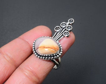 Gift For Love Vintage Mookaite Ring 9.5 Gemstone Jewelry Gift For Her Mookaite Miss You Ring Mookaite Silver Ring Gift Ring For Mom