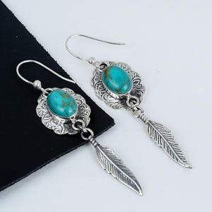 Boucles D'oreilles Clous Plaqué Or Et Turquoise, Style Ethnique Chic
