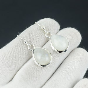 Rainbow Moonstone Earring, 925 Sterling Silver Earring Beautiful Gemstone Cabochon Stone Earring Birthday Earring Gift For Her For Women