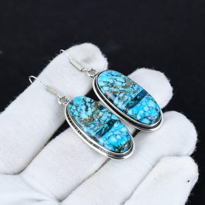Hübsch Verarb. Ohrschmuck Echter Türkis Perle 925er Silber (Neu (gemäss