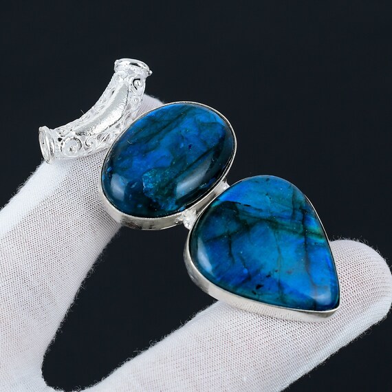 Blue Colored Labradorite Gemstone Handmade 925 Sterling Silver Pendant, Natural Labradorite Jewelry, Handmade Jewelry Thanks Giving Gifts