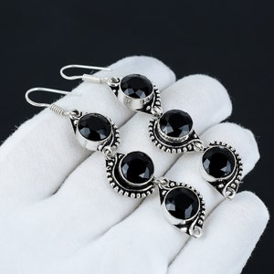 Black Spinel Gemstone 925 Sterling Silver Earring Birthstone 925 Solid Sterling Silver Earring Black Spinel Women Gemstone Earrings For Her