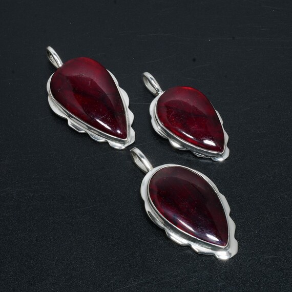 Palästina Charm Auf Roter Koralle Natürlicher Edelstein In 925 Sterling