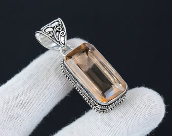 Pendentif Ancien En Argent Sterling 925 – Pierre Morganite Ovale Peach – Fabriqué En Inde – Neuf Sans Boîte