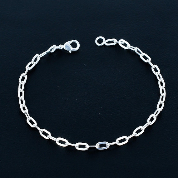 Sterling Silver Oval Link Chain Bracelet: Unisex Handmade Jewelry