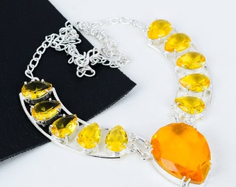 Honey Topaz, Citrine Gemstone Handmade 925 Sterling Silver Jewelry Necklace Honey Topaz Necklace Gifts For Mother Handmade Unique Gifts