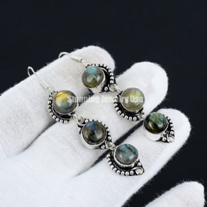 Labradorit Edelstein 925 Sterling Silber Ohrring Birthstone 925 massiv Sterling Silber Ohrring Labradorit Frauen Edelstein Ohrringe für sie