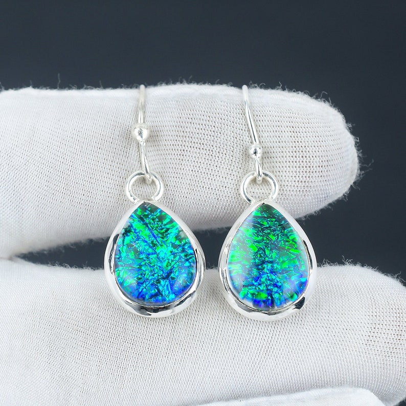 Australische Triplet Opal Earring, 925 Sterling Silver Earring Mooie Edelsteen Cabochon Earring Verjaardag Earring Cadeau voor haar voor vrouwen afbeelding 3