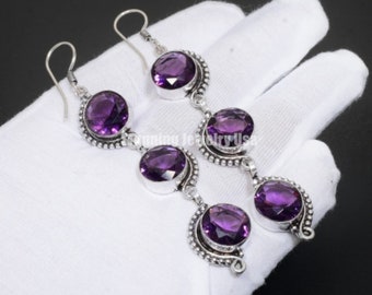 Amethyst Gemstone 925 Sterling Silver Earring Birthstone 925 Solid Sterling Silver Earring Amethyst Women Gemstone Amethyst Earrings For Her