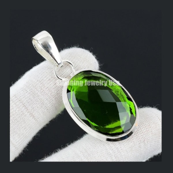 Grüner Turmalin Top Qualität Anhänger 925 Sterling Silber Schmuck Anhänger Handgemachte Anhänger Halskette Silber Halskette Für Geschenk Anhänger Für Sie