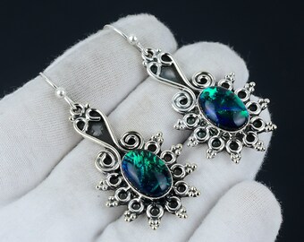 Top Quality Triplet Opal Gemstone Earring, Oval Stone Earring 925 Sterling Silver Earring, BirthStone Earring, Women's Earring