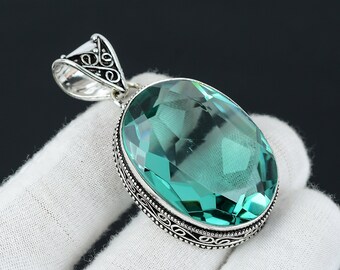 グリーンアパタイトペンダントネックレス、グリーンストーン925