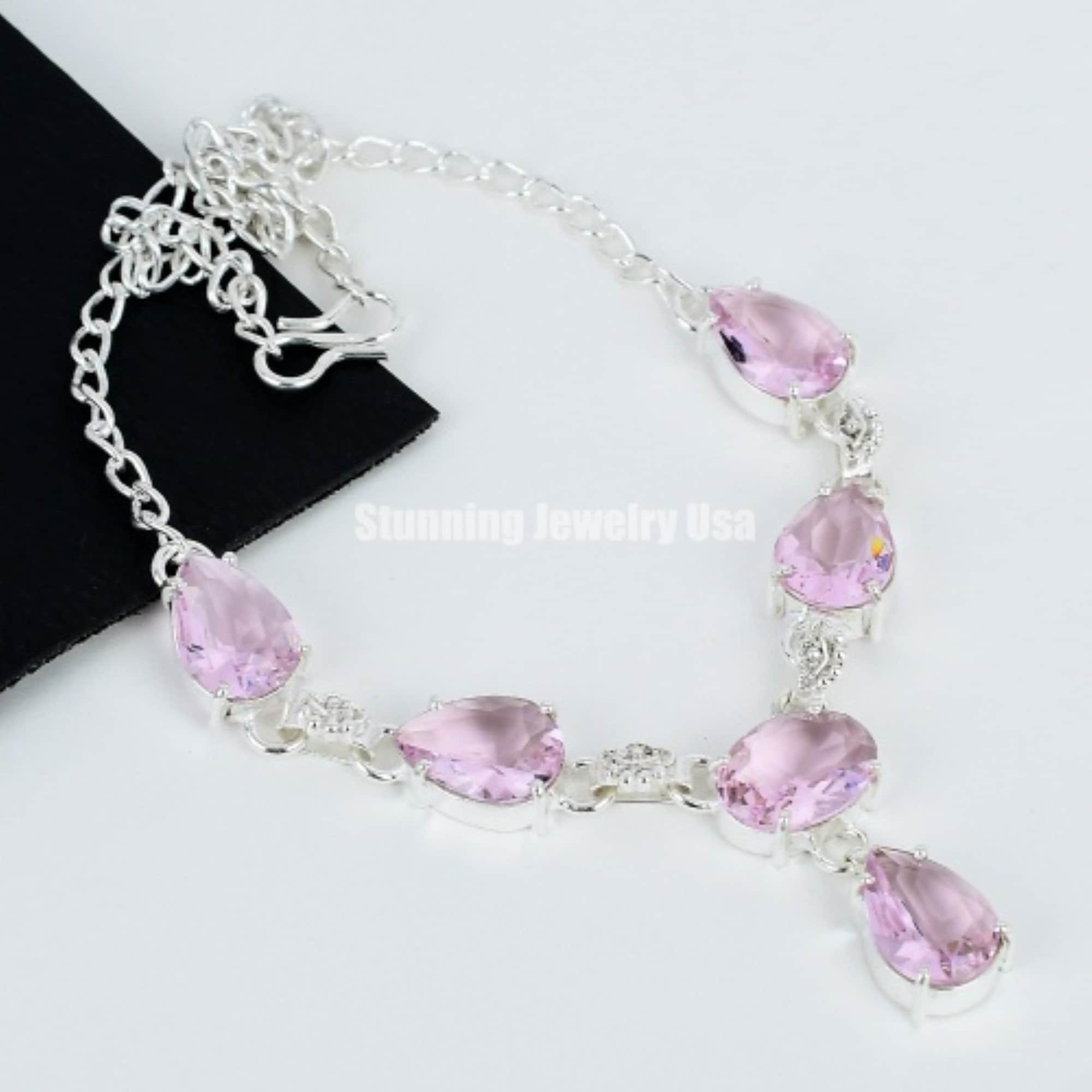 Pink Kunzite Gemstone Handmade 925 Sterling Silver Necklace, Kunzite Jewelry, Handmade Jewelry Necklace, Gifts For Her, Christmas Gifts