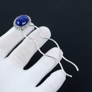 Lapis Lazuli Handmade Hair Gemstone Dainty Pin Hair Bun Holder, Hair Clip, Hair Bridal Jewelry, Modern Hair Pick for Thin and Thick Hairs