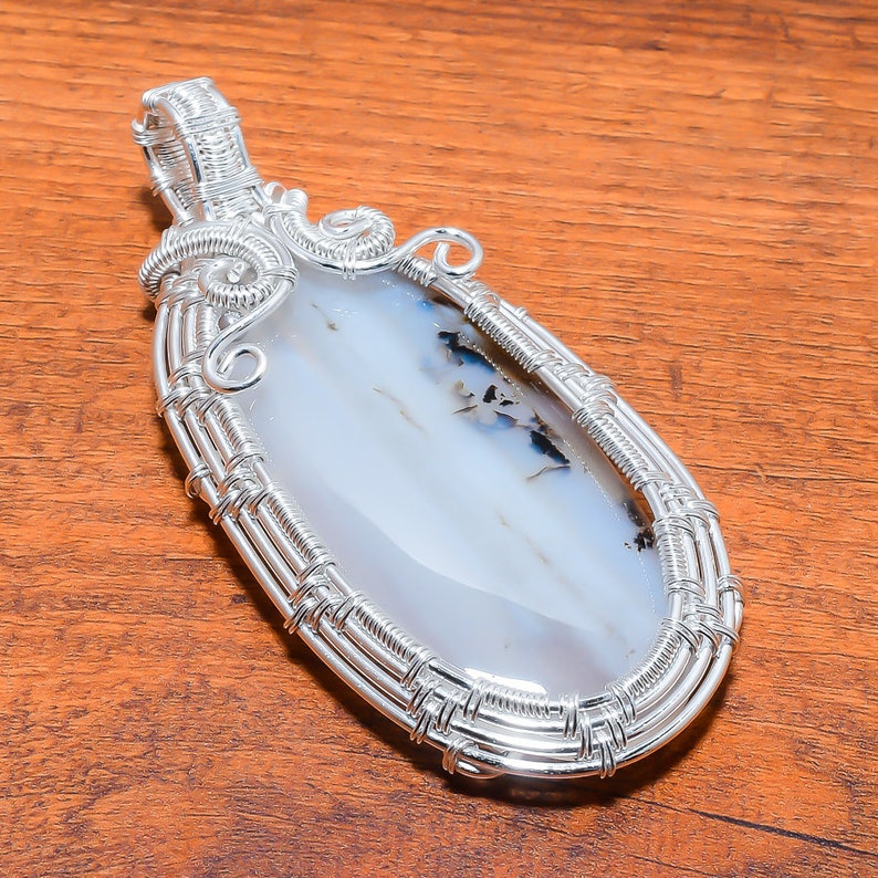 Gift Idea Natural Silver Gemstone Pendant Top Quality Dendrite Opal Gemstone Handmade 925 Sterling Silver Pendant Gift Pendant