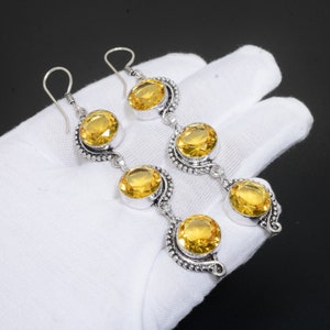 Citrine Gemstone 925 Sterling Silver Earring Birthstone 925 Solid Sterling Silver Earring Citrine Women Gemstone Citrine Earrings For Her