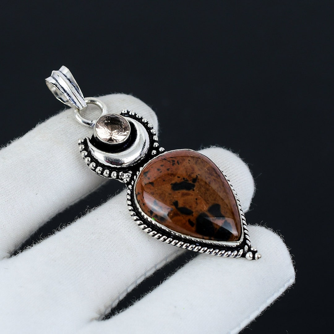 Pendentif morganite et argent sterling, aigue-marine, béryl rose naturel, 8.3 carats - France