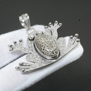 Frosch Form Anhänger Stingray Koralle Edelstein Anhänger 925 Sterling Silber Anhänger Free Silber Kette mit Anhänger Handgemachter Anhänger für Geschenke