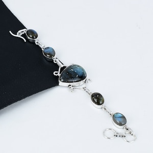 Natural Blue Labradorite Bracelet, 925 Sterling Silver Jewelry Bracelet, Pear Labradorite Bracelet, Gift For Her, Natural Gemstone Bracelets