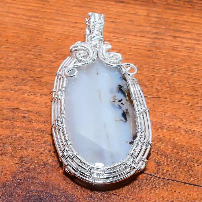 Gift Idea Natural Silver Gemstone Pendant Top Quality Dendrite Opal Gemstone Handmade 925 Sterling Silver Pendant Gift Pendant