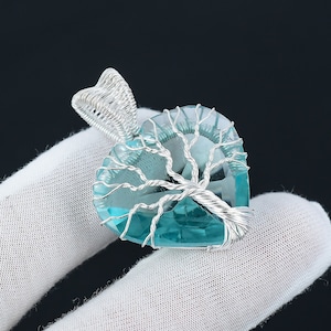 Aquamarine Tree of Life Pendant 925 Sterling Silver Wire Wrapped Pendant Aquamarine Pendant Gemstone Handmade Pendant Necklace For Gift