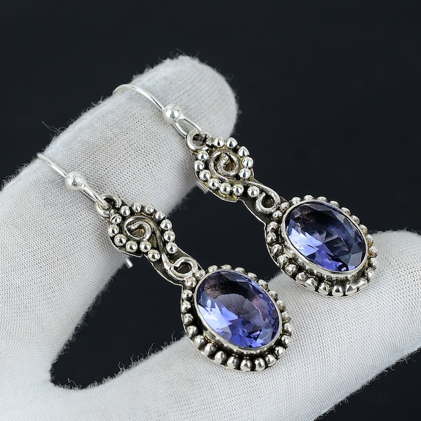 Tanzanite Earrings, Handmade Earring, 925 Sterling Silver Earring, Tanzanite Jewelry Earring, Gift for Her, Dangle Earrings For Women Gifts