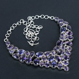Amethyst Necklace Amethyst Gemstone Handmade 925 Sterling Silver Necklace, Silver Gemstone Necklace, Purple Gemstone Jewelry For Gifts