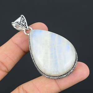 Rainbow Moonstone Gemstone Pendant Pendant 925 Sterling Silver Pendant Moonstone Pendant Jewelry Designer Pendant Antique Gemstone Pendant