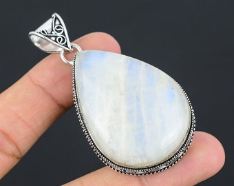 Rainbow Moonstone Colgante de piedras preciosas Colgante 925 Colgante de plata esterlina Moonstone Colgante Diseñador de joyas Colgante Antiguo Colgante de piedras preciosas