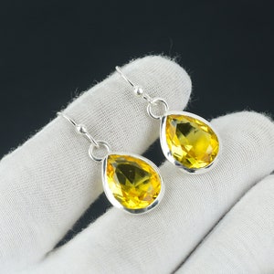 Citrine Earring, 925 Sterling Silver Earring Beautiful Gemstone Cabochon Stone Earring Birthday Citrine Earring Gift For Her For Women