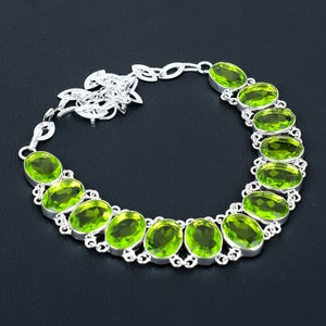 Peridot Necklace 925 Sterling Silver Necklace Peridot Gemstone Necklace Handmade Silver Peridot Jewelry For Her Peridot Necklace For Gifts