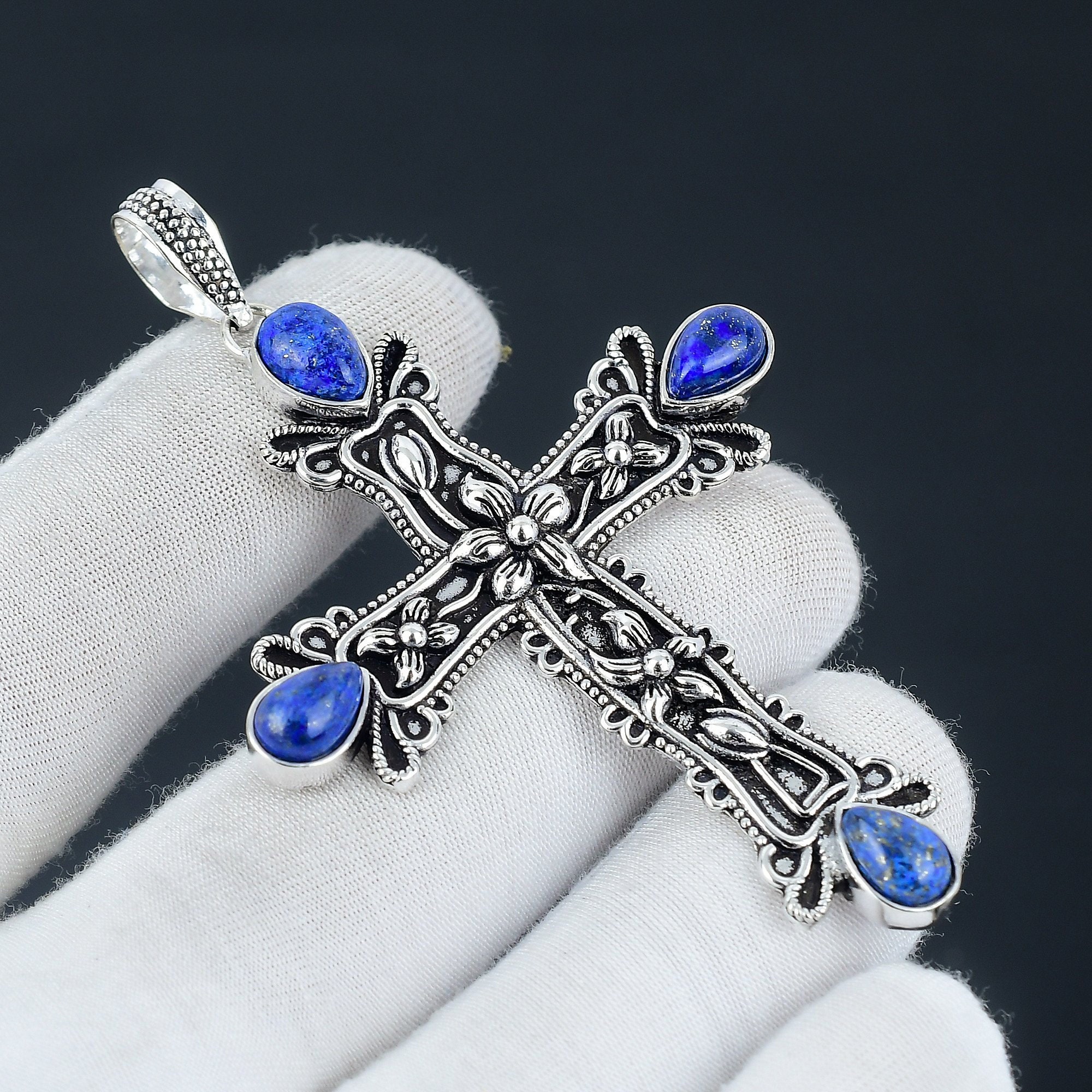 Collier Crucifix En Argent Sterling 925 - Fait Main, Ajouré - Taille 2,4 Cm - Neuf Avec étiquettes