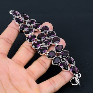 Amethyst Gemstone Handmade 925 Sterling Silver Jewelry Bracelet, Silver Bracelet, Amethyst Bracelet For Women, Unisex Bracelet For Gifts
