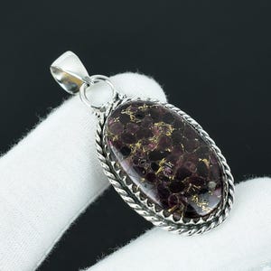 Designer Copper Garnet Pendant Solid 925 Sterling Silver Jewelry, Bohemian Pendant, Copper Garnet Gemstone Unisex Pendant For Birthday Gifts