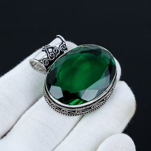 Green Tourmaline Pendant, 925 Sterling Silver Pendant, Handmade Jewelry Pendant, Antique Pendant, Gemstone, Green Pendant, Gift For Mom