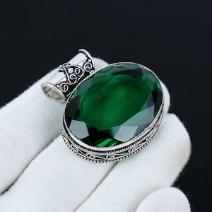 Green Tourmaline Pendant, 925 Sterling Silver Pendant, Handmade Jewelry Pendant, Antique Pendant, Gemstone, Green Pendant, Gift For Mom