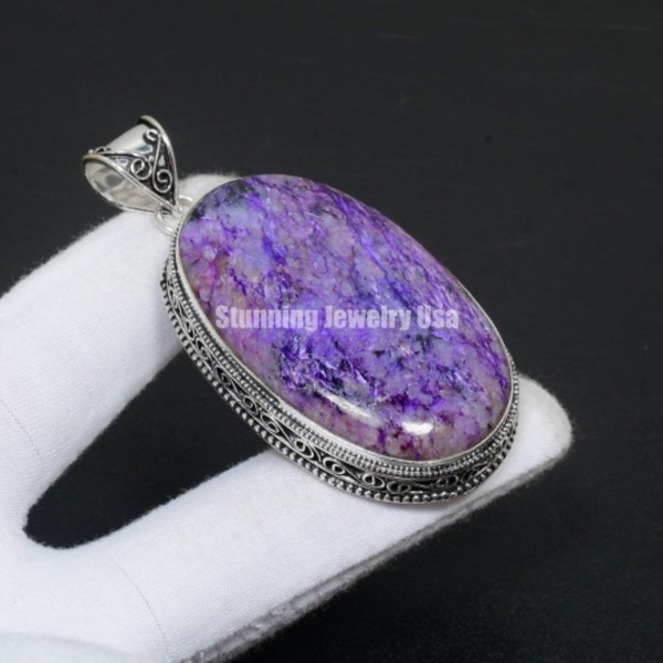 Charoite Gemstone Pendant 925 Sterling Silver Pendant Silver Pendant Gemstone Jewelry Designer Pendant For Women Gift For Her Mother