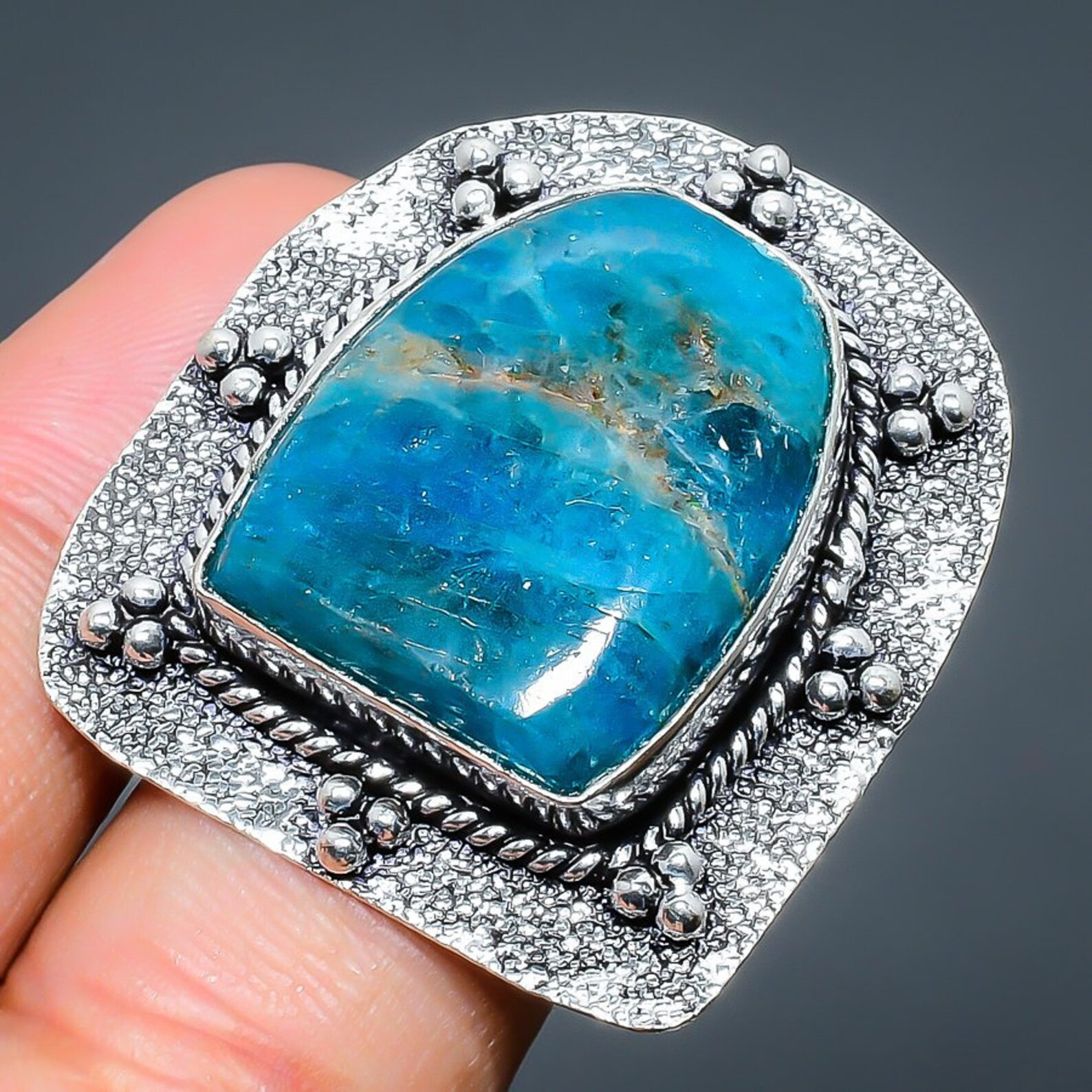 Neon Blue Apatite Ring Gemstone Ring in 925 Silver Ring | Etsy