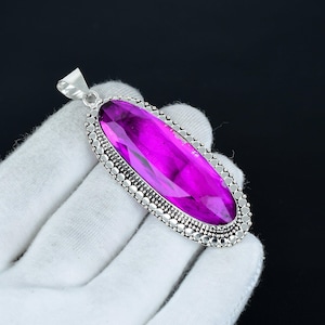 Unique Pink Topaz Gemstone Pendant, 925 Sterling Silver Handmade Jewelry, Crystal Pendant, Antique Pendant, Perfect Birthday Gift For Mom