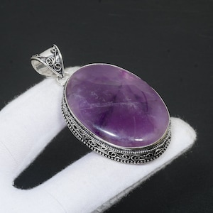 Ametist Silverhänge 925 Sterling Silver Ametist Ädelstenhänge Silversmycken Designer Ametisthänge Present till henne Julklapp