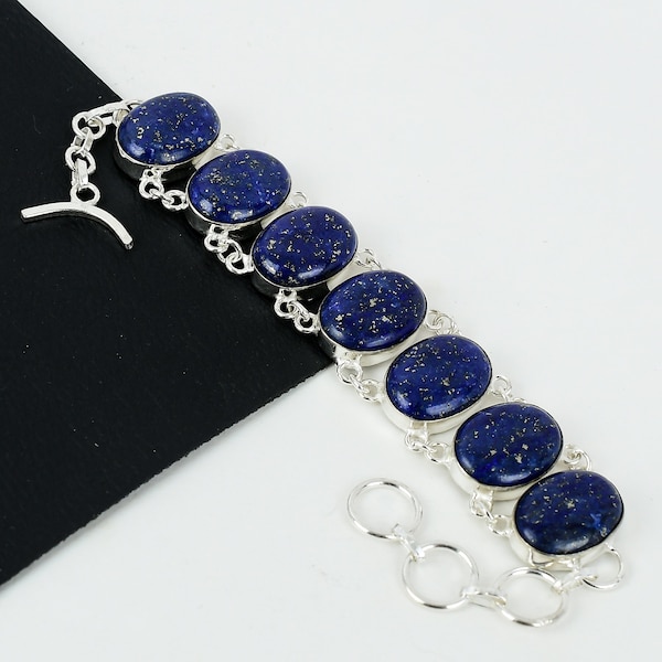 Lapis Lazuli Gemstone Handmade 925 Sterling Silver Bracelet Naturel Lapis Lazuli Bracelet Cadeaux faits à la main pour les femmes Cadeaux de Saint-Valentin pour elle