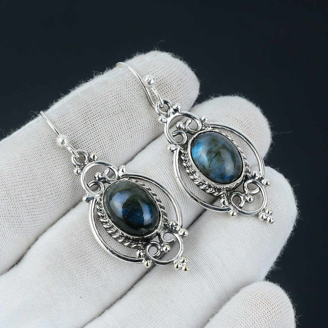 Pendiente de labradorita auténtica, pendiente de labradorita de