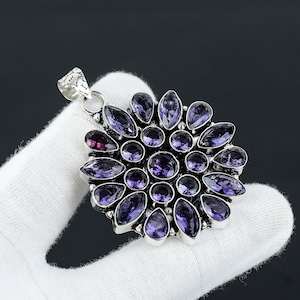 Amethyst Gemstone Silver Antique Pendant, 925 Sterling Silver Jewelry Pendant, Silver Amethyst Jewelry, Pendant For Her, Pendant For Gifts