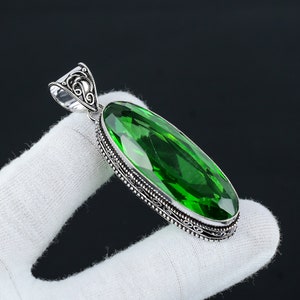Gem Stone King 1.90 Ct Round Blue Sapphire & Green Peridot Sterling Silver Pendant Necklace - 925 Silver Birthstone Jewelry Gift With Free Chain - View #12