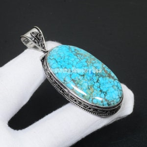 Tibetan Turquoise Pendant Gemstone Pendant 925 Sterling Silver Pendant Handmade Jewelry Pendant For Gift Healing Stone Amazing Pendant