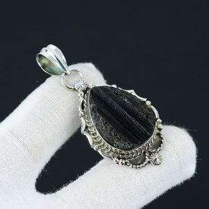 Black Tourmaline Pendant, Natural Black Tourmaline Jewelry, 925 Sterling Silver Jewelry, Handmade Jewelry Pendant, Unisex Pendant For Gift